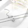 S925 Sugar Cube Chain 1 CT Mosan Diamond Moissanite Rubik's Square Pendant Necklace for Women Gift