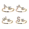 A-Z Brief Gold Farbe Metall Verstellbare Öffnung Paar Ringe Initialen Name Alphabet Weibliche Kreative Finger Trendy Party Jewelry241D