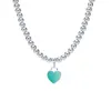 Blue box TF Classic designer tiff necklace top Thome minimalist classic sterling silver dropper enamel heartshaped brand pendant with Tijia peach heart bead chain