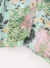 Damenblusen 2023 Bazaleas Store Grünes, lockeres Hemd mit Blumendruck, Trf-Knopfbluse, schicke Blusas-Oberteile, offizielle Kleidung