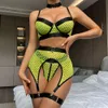 Sexy Costume JSY Sexy Push Up Bra and Panties Lingerie Mesh Transparent Women's Underwear Set Erotic Brief Sets Intimates Porno Costumes