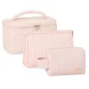 Kosmetiska väskor uppsättning av 3 söta resväska med handtag blixtlås pu vattentät toalettartiklar för väsentlighet