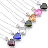 Colored Pendant 925 Sterling Silver Necklaces LuckyShine Heart For Women Cz Zircon Pendants Wedding Engagemets Bride Jewelry Gift233f