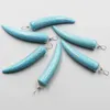 Pendentif Colliers Naturel Pierre Turquoise Taureau Corne Piercing Collier Charmes Mode DIY Bijoux Accessoires En Gros 20 pcs