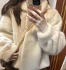 2024 New Women's Fur Fur integrated mink fur coat for women's coat, environmentally friendly imitation fur short woolen coat