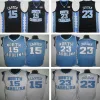 Basketball 15 Vince Carter Unc Jersey Północna Karolina Blue Ed Ed NCAA College Basketball Jerseys Hafdery Suit