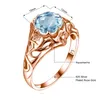 Bagues de cluster 10 10mm Blue Aquamarine Rose Gold Bague avec Big Stone Fleur Gravure Tendance Bijoux pour femmes Engagement Présent