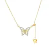 Ожерелья с подвесками, ожерелье в стиле Ins с бабочкой для женщин, персонализация, роскошная микроинкрустированная цирконом, милая крутая цепочка на ключицу