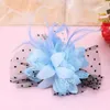 Wedding Flowers Bridal Fascinator Hats For Women Mesh Veil Flower Cap With Feather Pearl And Hair Clip Cocktail Tea Party Brooch Pin