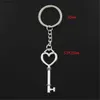 Keychains Lanyards New Fashion Men 30mm Keychain DIY Metal Holder Chain Vintage Heart Key 53x20mm Silver Color Pendant Gift R231201