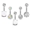 DS82 5st Sexy 316l Surgical Steel Bar Belly Rings Women Crystal Ball Girls Navel Piercing Barbell Earring Stone Body Jewel1596
