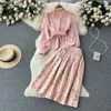 Two Piece Dress Summer Luxury 2 Sets French Fashion Suit s Long Sleeve Embroidery Shirt Tops High Waist Jacquard Half Skirt Outfits 231201