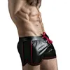 Shorts masculinos casuais de couro pu, sexy, punk, slim, motocicleta, respirável, skinny, musculação, treino, calças curtas