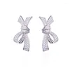 Boucles d'oreilles à clous pour femmes, Collection de créateurs, Style à la mode, incrustation de Zircon cubique plaqué or, nœud papillon, bijoux haut de gamme