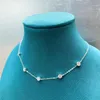 Chokers 5mm 5 Taş Kabarcık Kolyesi Sertifikalı Orijinal 18K Altın Kaplama 925 Gümüş Elmas Sayı Zinciri Kadın Mücevherleri Gra 231130