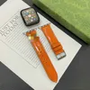 Lyxvarumärke PU -läderrem för Apple Watch Band 49mm 38 40 41 42 44 45 mm Nya klockor Remms armband för IWATCH 8 7 6 5 4 SE Ultra 2 Watchband Ice Colors