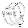 Cluster-Ringe Original Spitze der Liebe Silber Emaille mit Herz-Ring-Scherben funkelnder Kristall 925 Sterling-Schmuck