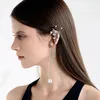 Backs Earrings Girls Fairy Ear Cuff Crystal Imitation Pearl Elf Clips No Piercing Wedding Goth Hollow OutChain Tassel Jewelry