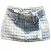 Women's Sexy Mini Short A-line skirt Summer 2024SS New Houndstooth Retro Denim