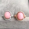 Pierścienie klastra Pierścień Wedding Pink Opal Natural Real 925 Sterling Silver