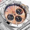 BLS Chronomat B01 ETA A7750 Automatic Chronograph Mens Watch 42 Pink Dial Stainless Steel Rouleaux Bracele AB0134101K1A1 Super Edition Reloj Hombre Puretime B2