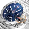 BLS Chronomat B01 ETA A7750 automatische chronograaf herenhorloge 42 blauw zwarte wijzerplaat roestvrij staal Rouleaux Bracele AB0134101C1A1 Super Edition Reloj Hombre Puretime