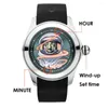 腕時計の豪華な自動時計スケルトンウォッチメン46mmバブルガラスパンクメカニカルスカルボールダイヤルクロックkafyase2023