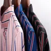 Camisas casuais masculinas 2024 homens moda listrada manga comprida camisa slim fit negócios