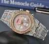 Montre de luxe quartz uurwerk horloges 42 mm roestvrij staal super zes pinnen werken horloges mannen diamanten ring waterdicht horloge klok geschenken