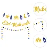 Decorazione per feste 3 pezzi Banner musulmano Eid Mubarak Festival Ghirlanda per decorazione caminetto