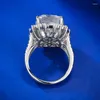 Cluster Rings Cushion Cut 8ct Moissanite Diamond Ring REAL 925 Sterling Silver Party Wedding Band for Women Men Enighter Jewelry