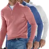 Herrpolos casual v-hals manlig blus Autumn Winter Long Sleeve Polo Shirt Solid Color Half Zipper Slim Pullover For Men Warm Tops S-4XL 231201