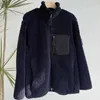 Stones Island Veste ample en laine d'agneau pour homme et femme avec poche poitrine et fermeture éclair en coton d'hiver 5537 8968