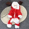 Vêtements pour chiens Vêtements de Noël Costume de Noël Combinaison de renne Vêtements pour animaux de compagnie pour chiens et chats Hiver Salopette chaude Manteau à capuche Marron Rouge