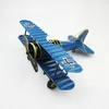 Decorative Objects Figurines Iron Retro Airplane Metal Plane Model Vintage Glider Biplane Miniatures Home Decor Aircraft for 231201