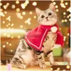 Christmas Decorations Cat Costumes Funny Santa Claus Clothes For Small Cats Dogs Xmas Year Pet Clothing Winter Kitty Kitten Outfits Dhkgj