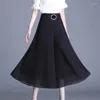 Damenhosen Frauen 2023 Sommer Casual Salid Hohe Taille Hose Pailletten Gürtel Lose Breites Bein Knöchellange Shorts Röcke Übergroße 5XL