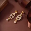 Chaine d'Ancre Boucles d'oreilles breloque H pour femme clou créateur Plaqué Or 18K T0P Advanced Materials reproductions officielles bijoux luxe taille européenne avec boîte 019