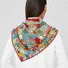 Scarves Silk Scarf Women Magic City Print Square Head Echarpes Foulards Femme Wraps Beach Shawls Bandana Lady Hijabs 90CM