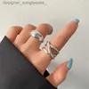 Band Rings VENTFILLE 925 Sterling Silver Irregular Water Droplets Cross Ring Female Simple Retro Style Handmade Jewelry 231222