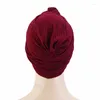 Ethnic Clothing African Twist Knot Turbante Muslim Women Hijabs Beanies Headwear Cancer Chemo Cap Bonnet Head Wrap Scarf Femme Cover Solid