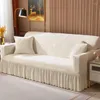 Chair Covers Solid Color Thickened Lace Crystal Velvet Sofa Cushion Light Luxury Cover Full Coverage Elastic Fabric