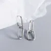 Hoop Earrings S925 Silver Needle Double Oval Piercing For Women Girls Punk Ear Party Vintage Jewelry Gift Eh996