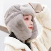 Berets Grosso Fluffy Plush Mulheres Chapéu Inverno Quente À Prova de Frio Earmuffs Cap para Homens Earflap Beanie Outdoor Warmer Bomber
