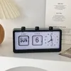 Relojes de mesa Reloj despertador digital Timbre de descompresión de escritorio Botón manual Página Calendario de giro Adorno para el dormitorio del hogar