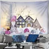Tapestries Christmas Tapestry Snowman Santa Claus Xmas House Winter Forest Landscape Year Wall Hanging Home Living Room Soffa Decoration 231201