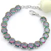 Whole - 925 srebrne ręcznie robione ręcznie robione multi oryginalne okrągłe frie tęczowe Mystic Topaz Lady łańcuch Bracelets207J