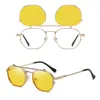 Óculos de sol gota 8080 homens mulheres moda design exclusivo dupla camada flip capa punk metal uv400 gafas de sol para po