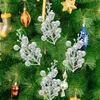 Fiori decorativi 10 pezzi Bacche di Natale Plettri artificiali steli Bacche di alberi Glitterfake Hollystem Ghirlanda di pino Rami di Natale Scegli argento