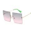 Lunettes de soleil carrées surdimensionnées pour femmes, Vintage, luxe, sans monture, grand cadre, dégradé, miroir en métal De Sol, 231130